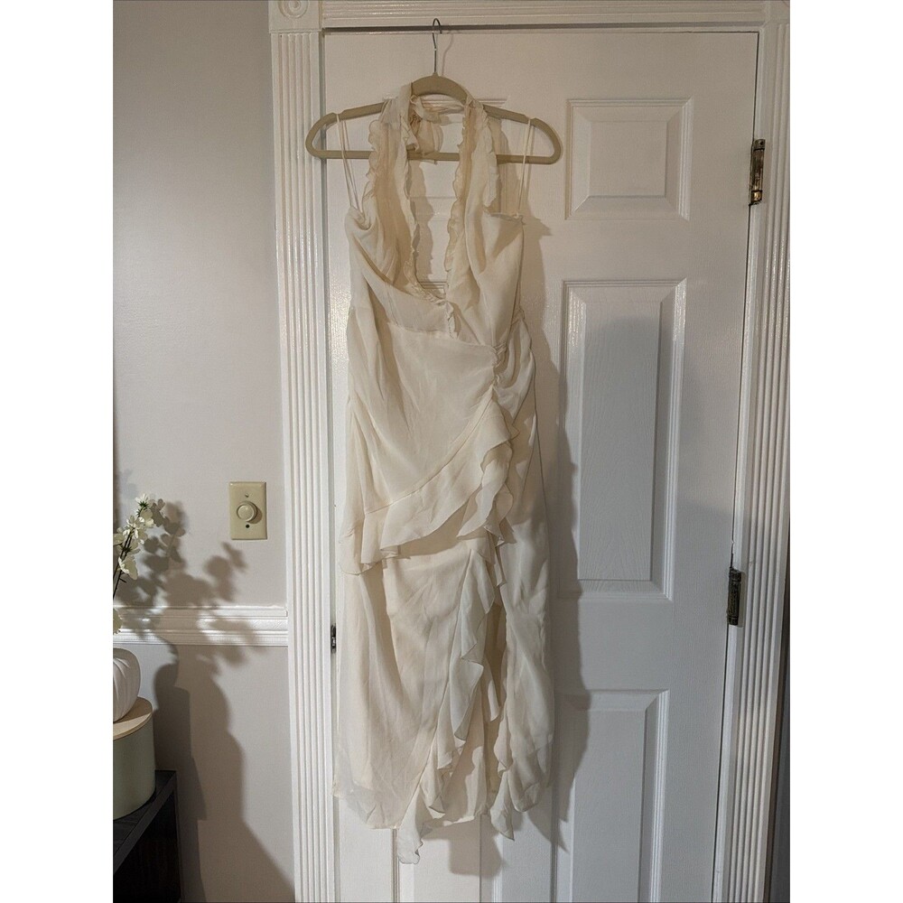 12th Tribe Aria Merlot Halter Maxi Dress Ivory XL